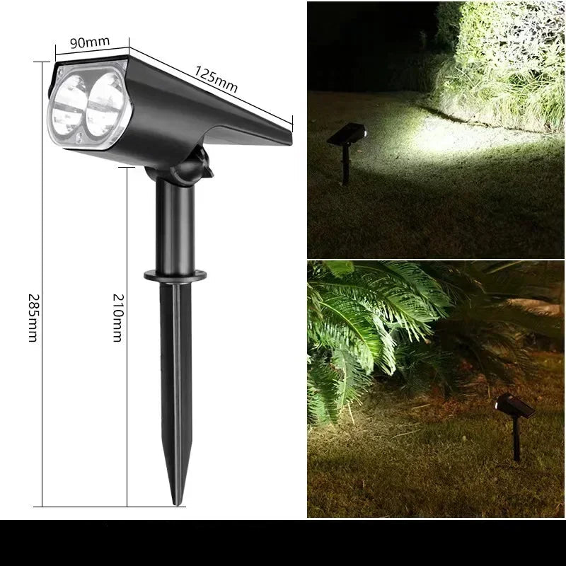 LED Solar Spotlight Garden Light - Adjustable In-Ground Waterproof Lamp for Outdoor Landscape Lighting & Wall Illumination