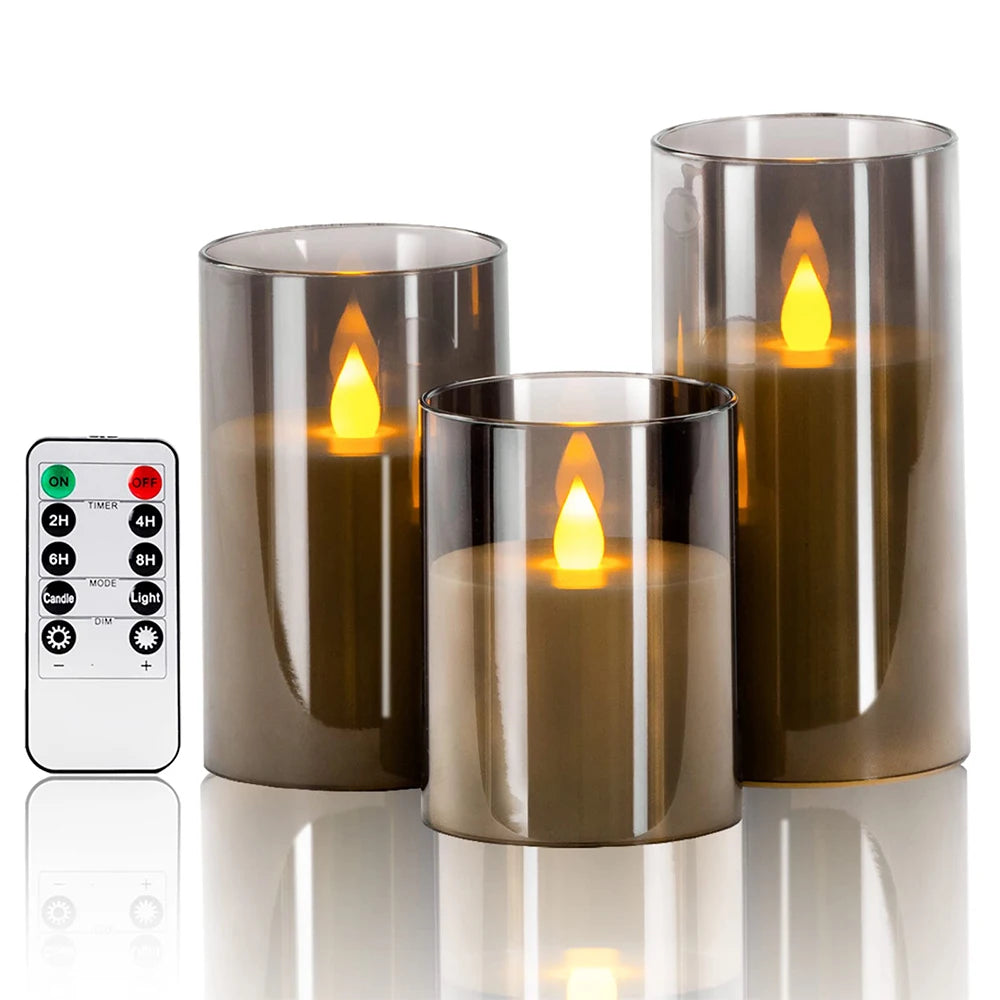LED Electronic Candle Set with Remote Control Timers - Acrylic LED Candles for Christmas & Wedding Decorations