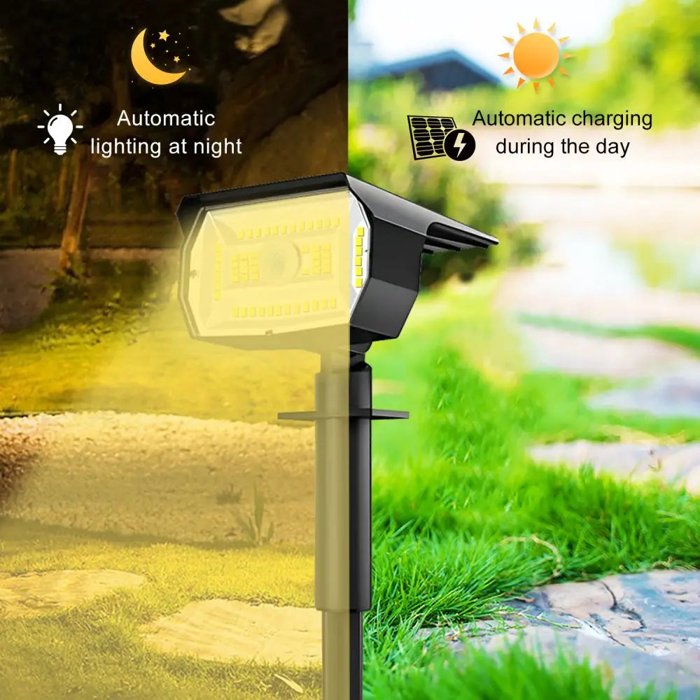 LED Solar Landscape Spotlights - Waterproof Motion Sensor Outdoor Lighting for Garden, Yard, Pathway & Porch - 3 Modes
