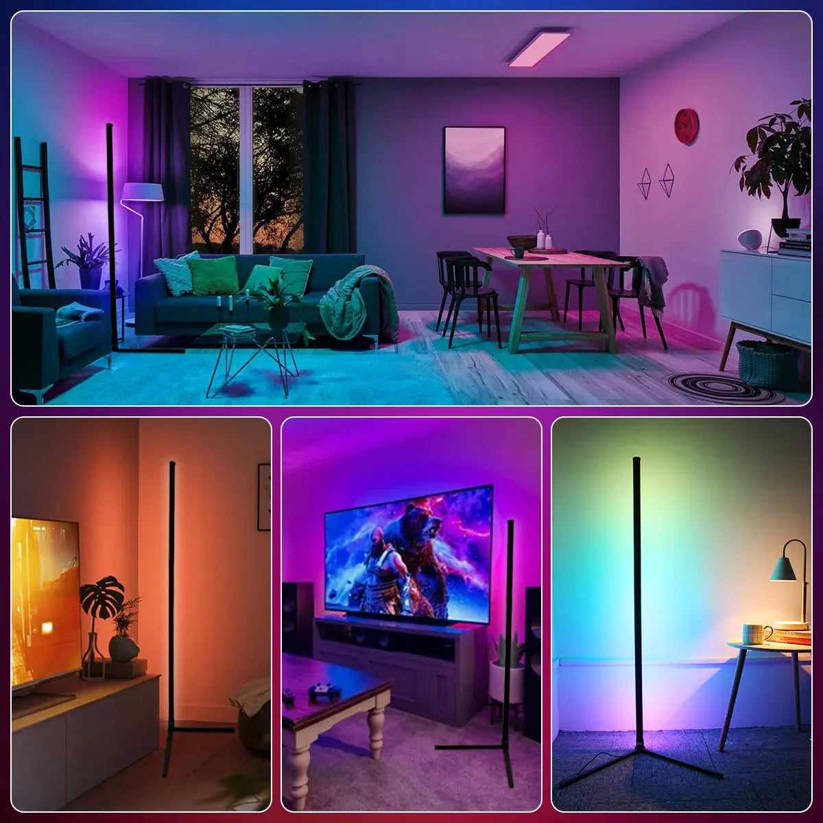 Smart 160cm RGB Dimmable Corner Floor Lamp for Bedroom, Gaming & Living Room Mood Lighting with Alexa Control