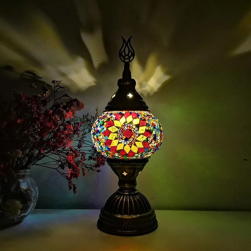 Turkish Adana Mosaic Table Lamp - Colorful Handcrafted Lighting Fixture for Living Room & Bedroom Decor