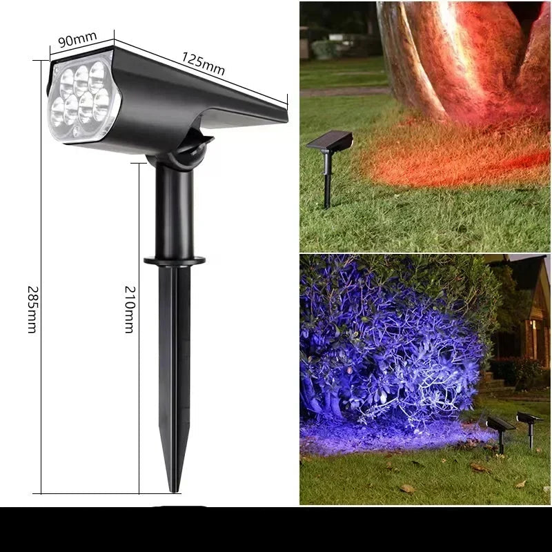 LED Solar Spotlight Garden Light - Adjustable In-Ground Waterproof Lamp for Outdoor Landscape Lighting & Wall Illumination