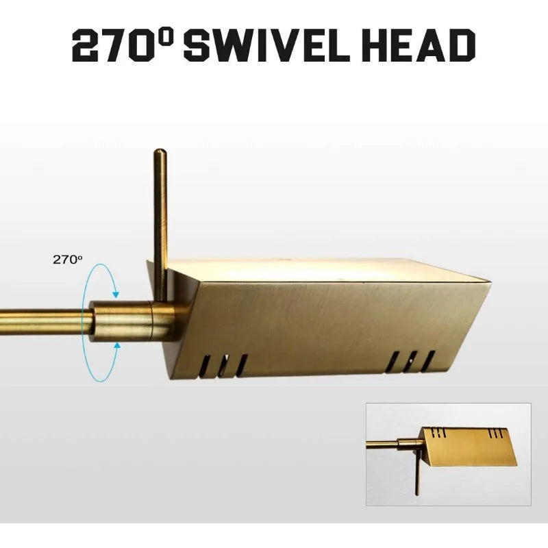 Dimmable LED Pharmacy Floor Lamp 12W with 360-Degree Swing Arms & Adjustable Height for Reading & Task Lighting in Gold Finish