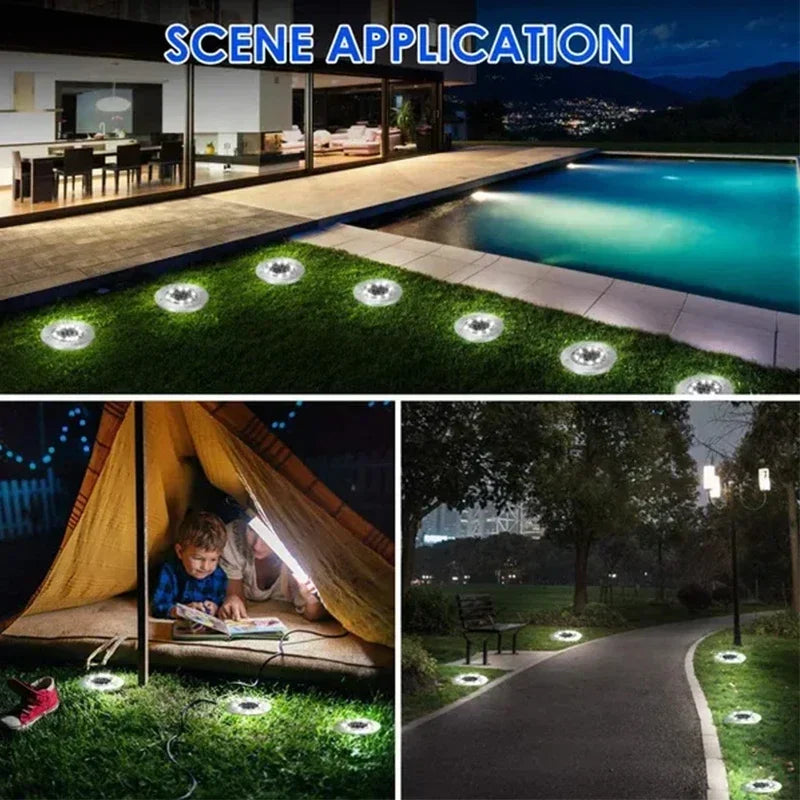 Solar Disk Lights Outdoor - 8 LED Underground Spotlights for Garden, Lawn & Yard Decoration - 1/4/8 Pack Options Available