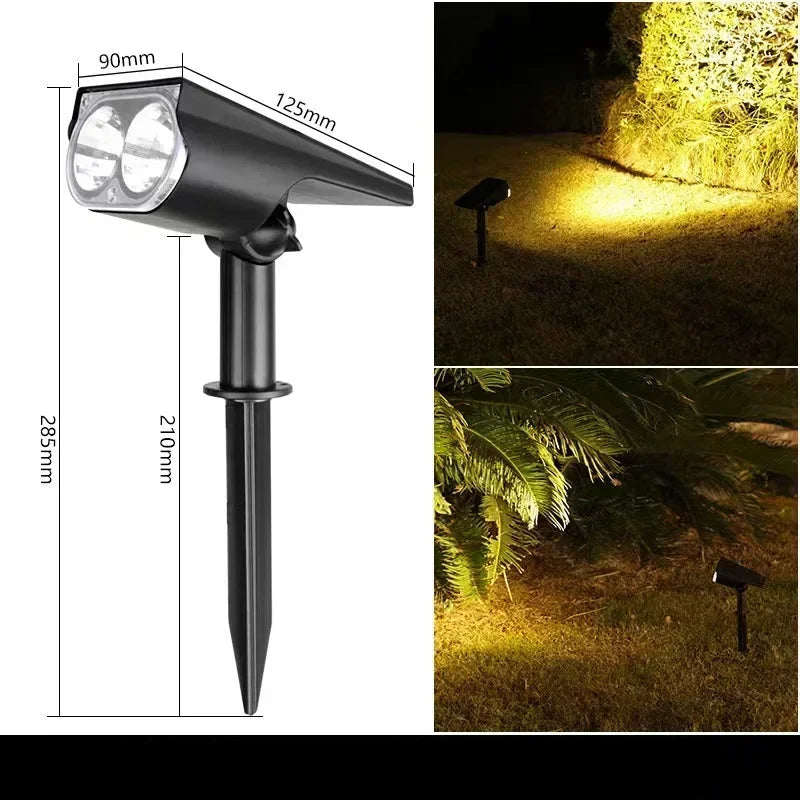 LED Solar Spotlight Garden Light - Adjustable In-Ground Waterproof Lamp for Outdoor Landscape Lighting & Wall Illumination