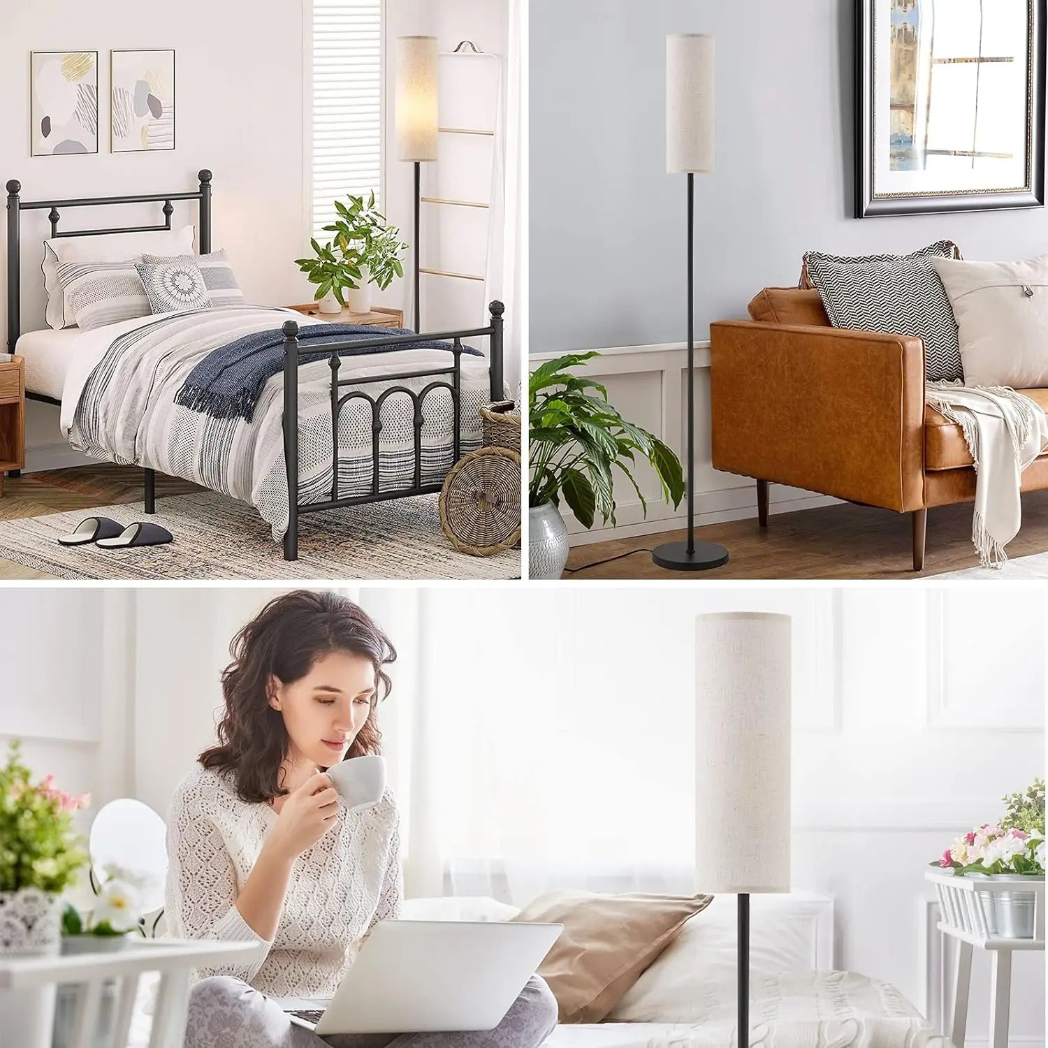 Modern Floor Lamp with Lampshade and Foot Switch - Adjustable Standing Light for Living Room, Bedroom, Kids Room, and Office Use