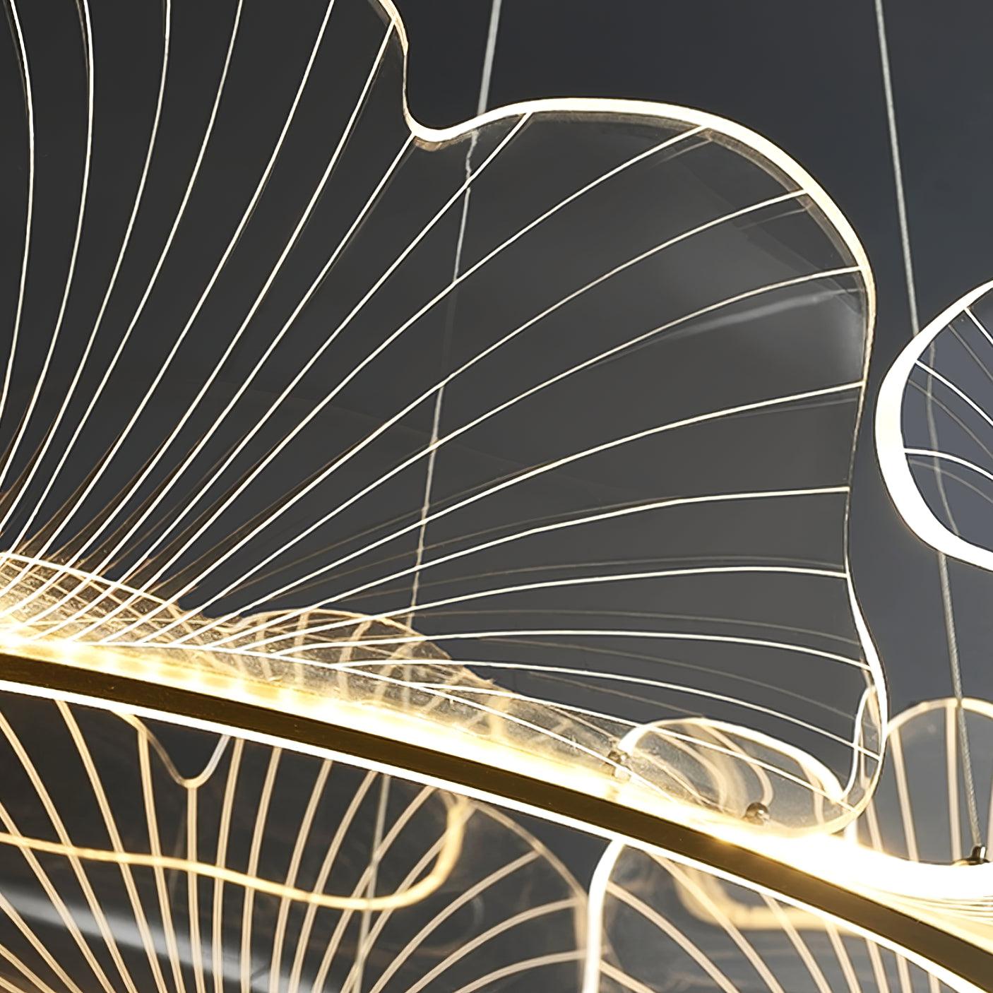 Leaf-Shaped LED Chandelier | Gold Finish, Dimmable & Ideal for Living Room or Kitchen