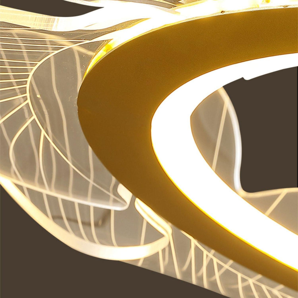 Leaf-Shaped LED Chandelier | Gold Finish, Dimmable & Ideal for Living Room or Kitchen