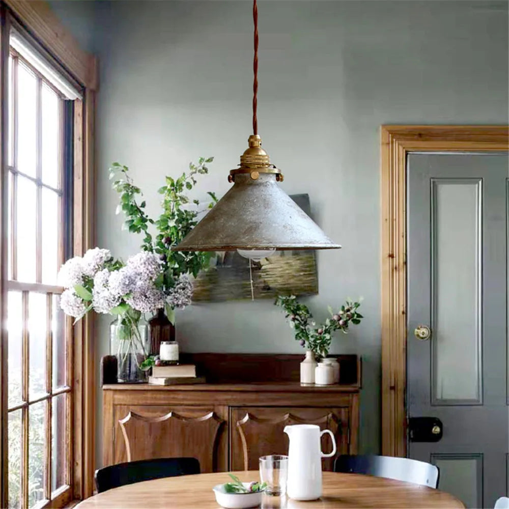 Industrial Vintage Pendant Light Fixture with Metal Shade for Kitchen Island, Bar & Dining Room Lighting