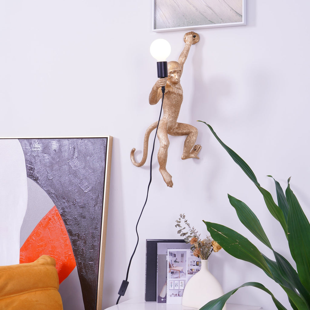 LED Monkey Wall Lamp - Unique Animal Design Fixture for Kids' Rooms, Nurseries & Playrooms