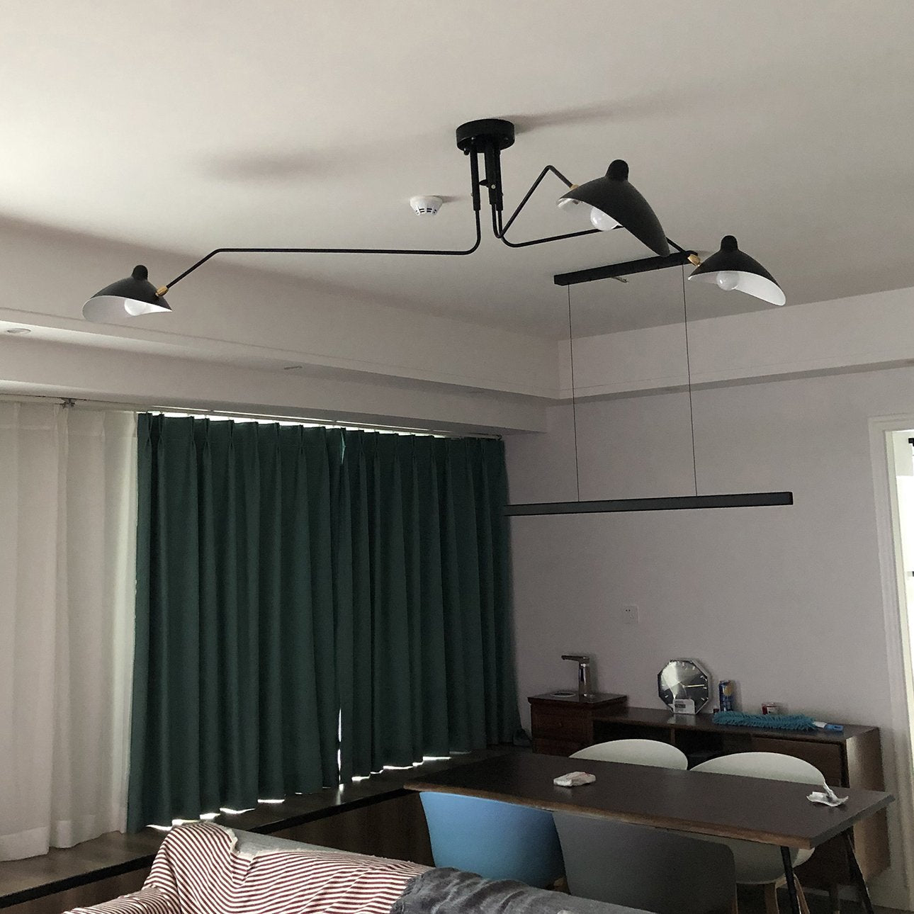 LED Ceiling Light Fixture - Serge Mouille Style - Black Metal Design for Modern Home Decor & Living Room Lighting