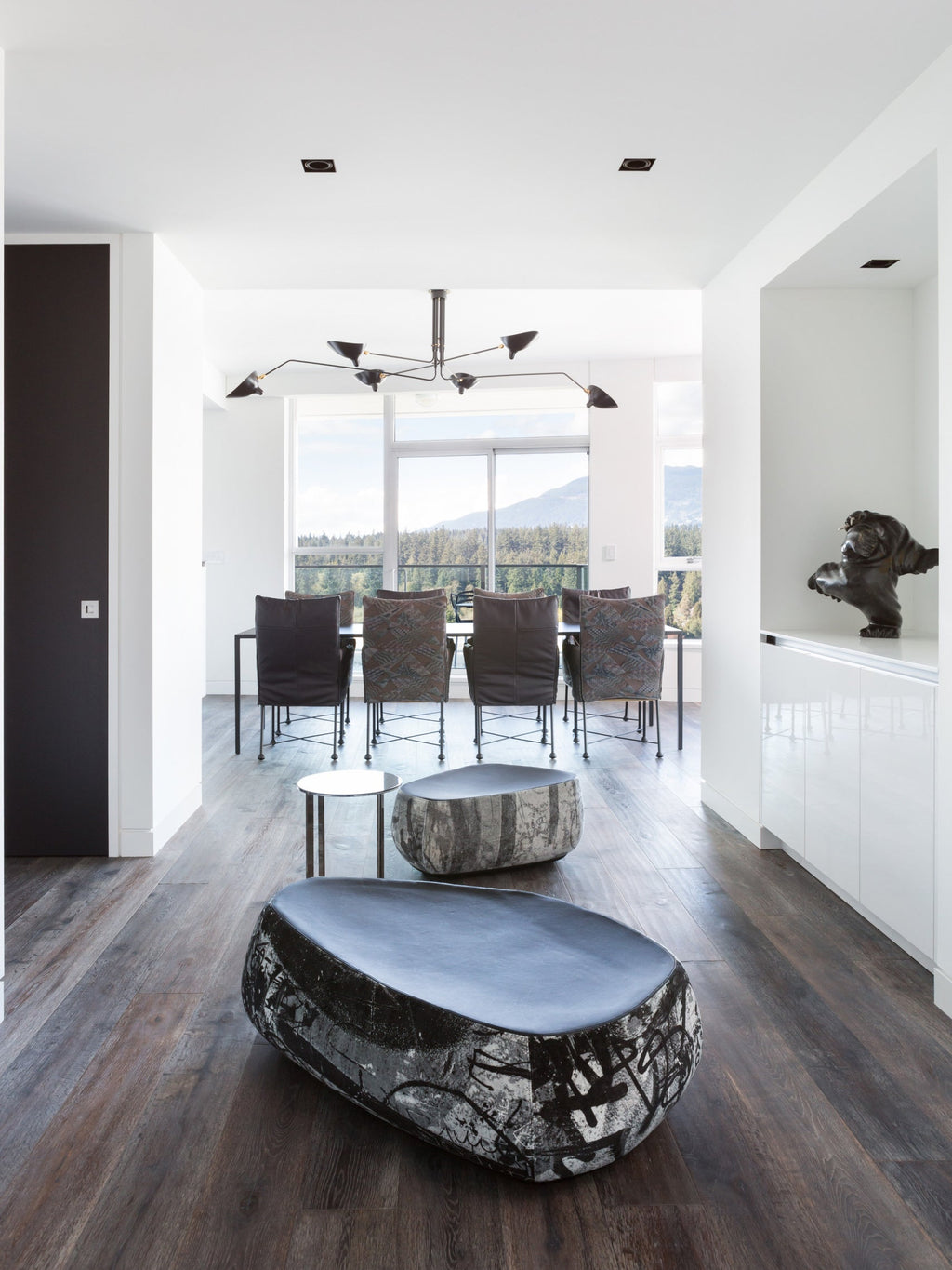 LED Ceiling Light Fixture - Serge Mouille Style - Black Metal Design for Modern Home Decor & Living Room Lighting