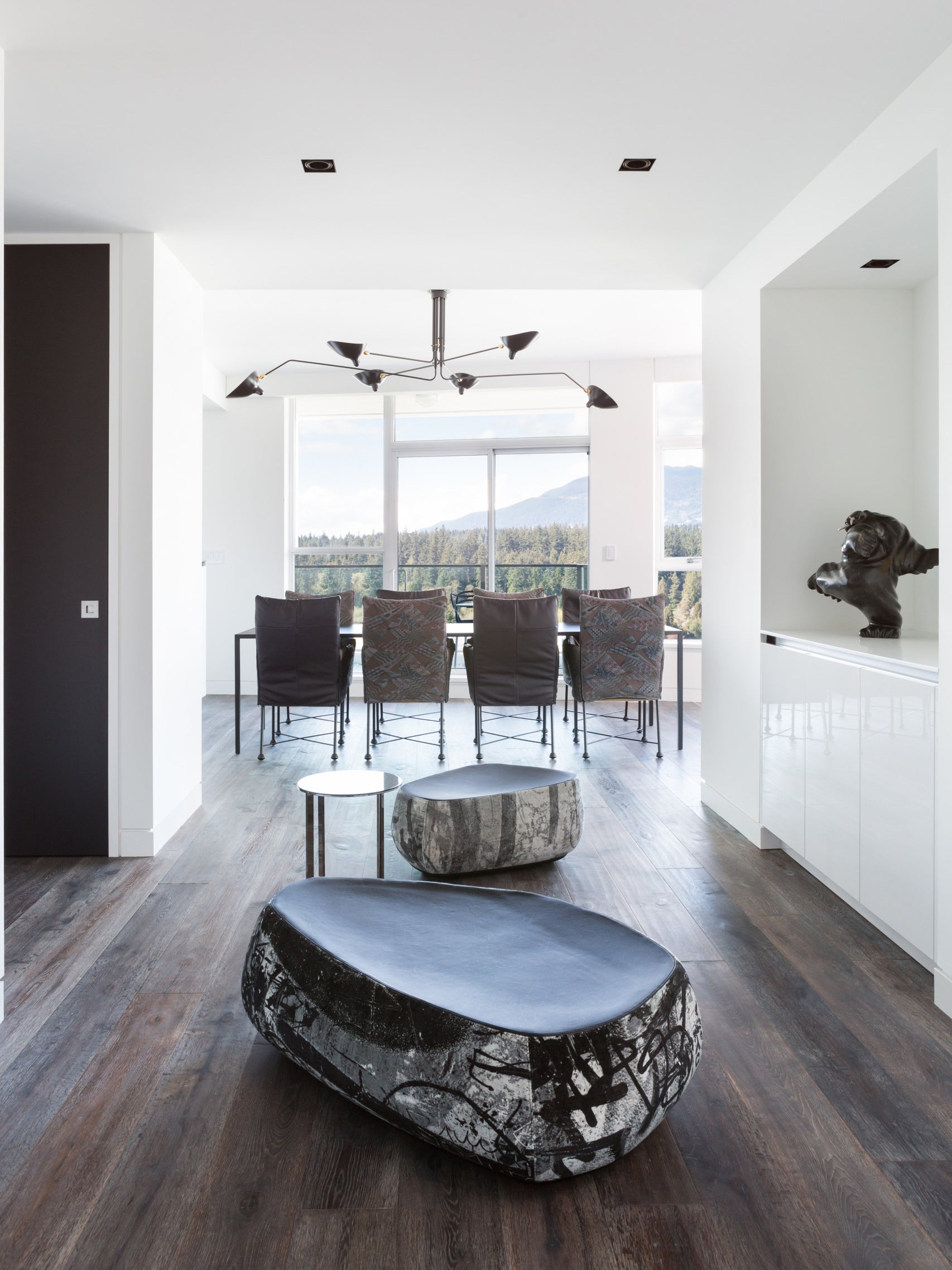 LED Ceiling Light Fixture - Serge Mouille Style - Black Metal Design for Modern Home Decor & Living Room Lighting