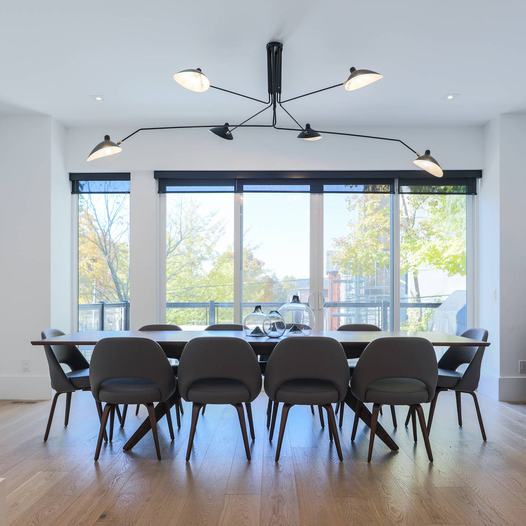 LED Ceiling Light Fixture - Serge Mouille Style - Black Metal Design for Modern Home Decor & Living Room Lighting