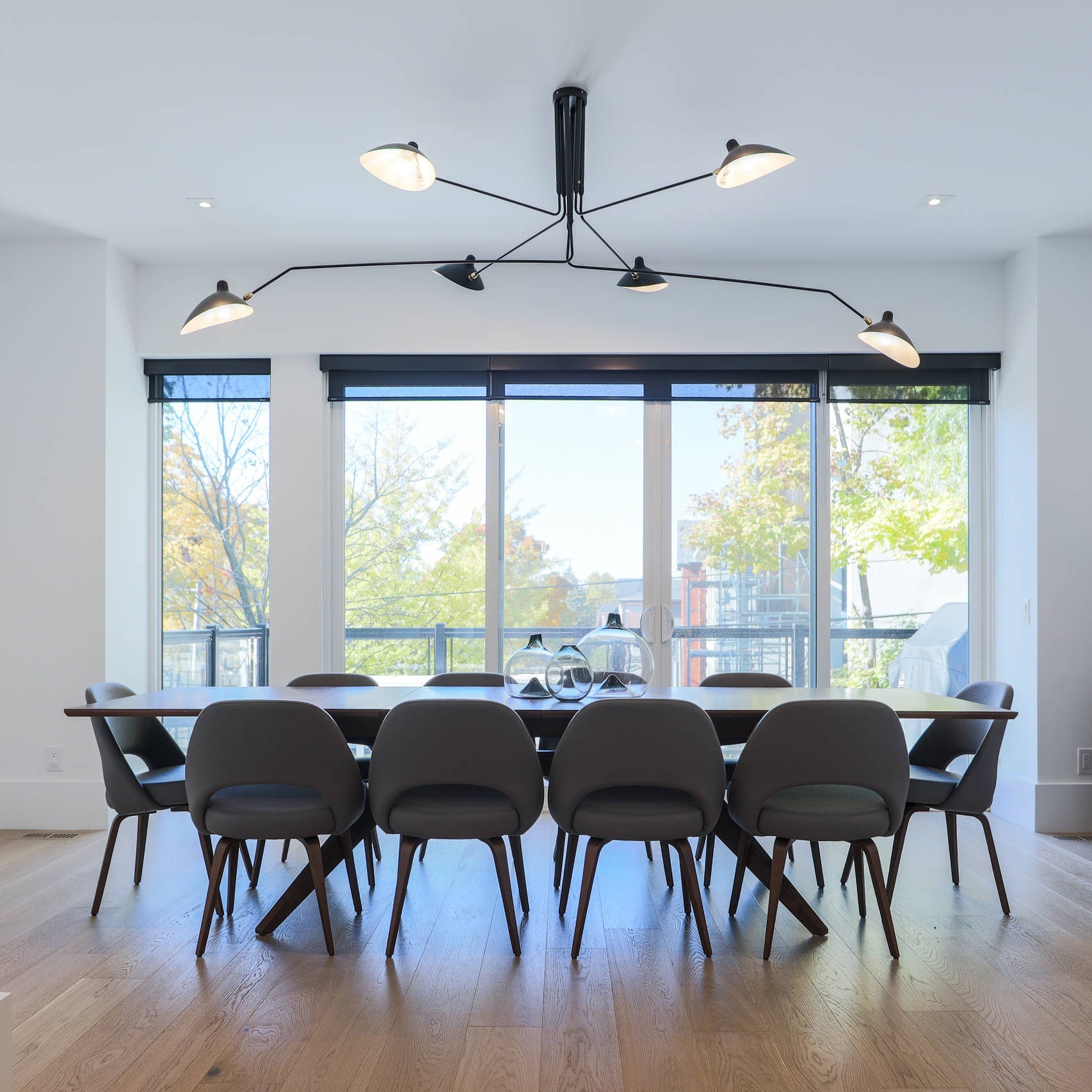 LED Ceiling Light Fixture - Serge Mouille Style - Black Metal Design for Modern Home Decor & Living Room Lighting