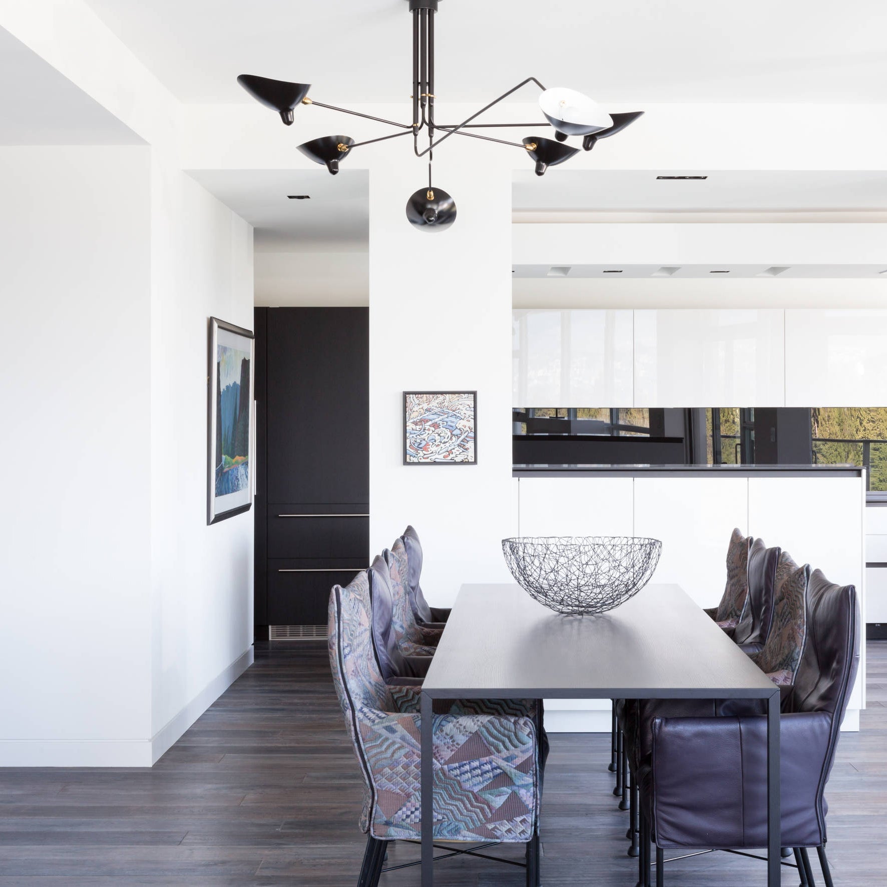 LED Ceiling Light Fixture - Serge Mouille Style - Black Metal Design for Modern Home Decor & Living Room Lighting