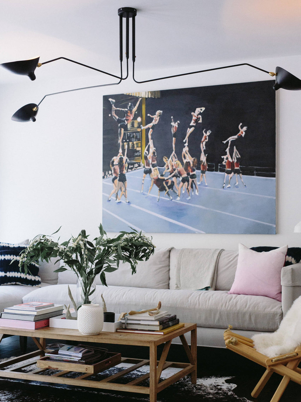 LED Ceiling Light Fixture - Serge Mouille Style - Black Metal Design for Modern Home Decor & Living Room Lighting