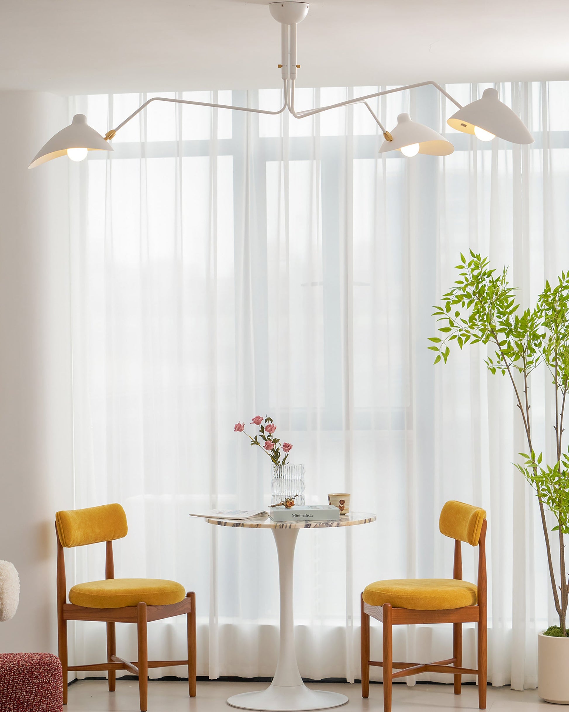 LED Ceiling Light Fixture - Serge Mouille Style - Adjustable Arm Design for Living Room & Modern Interiors