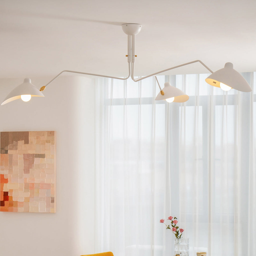 LED Ceiling Light Fixture - Serge Mouille Style - Adjustable Arm Design for Living Room & Modern Interiors