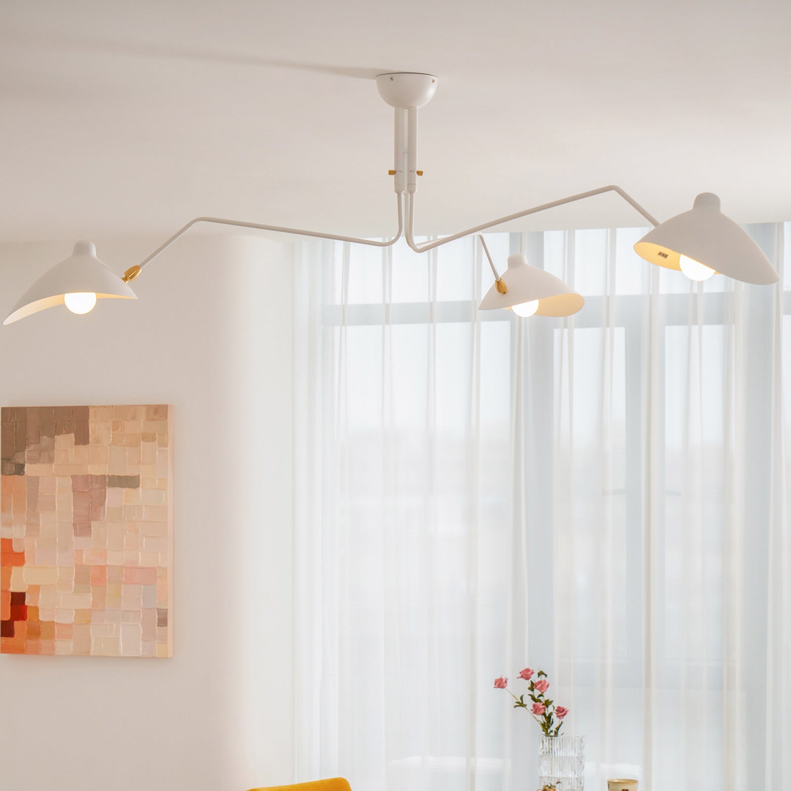 LED Ceiling Light Fixture - Serge Mouille Style - Adjustable Arm Design for Living Room & Modern Interiors