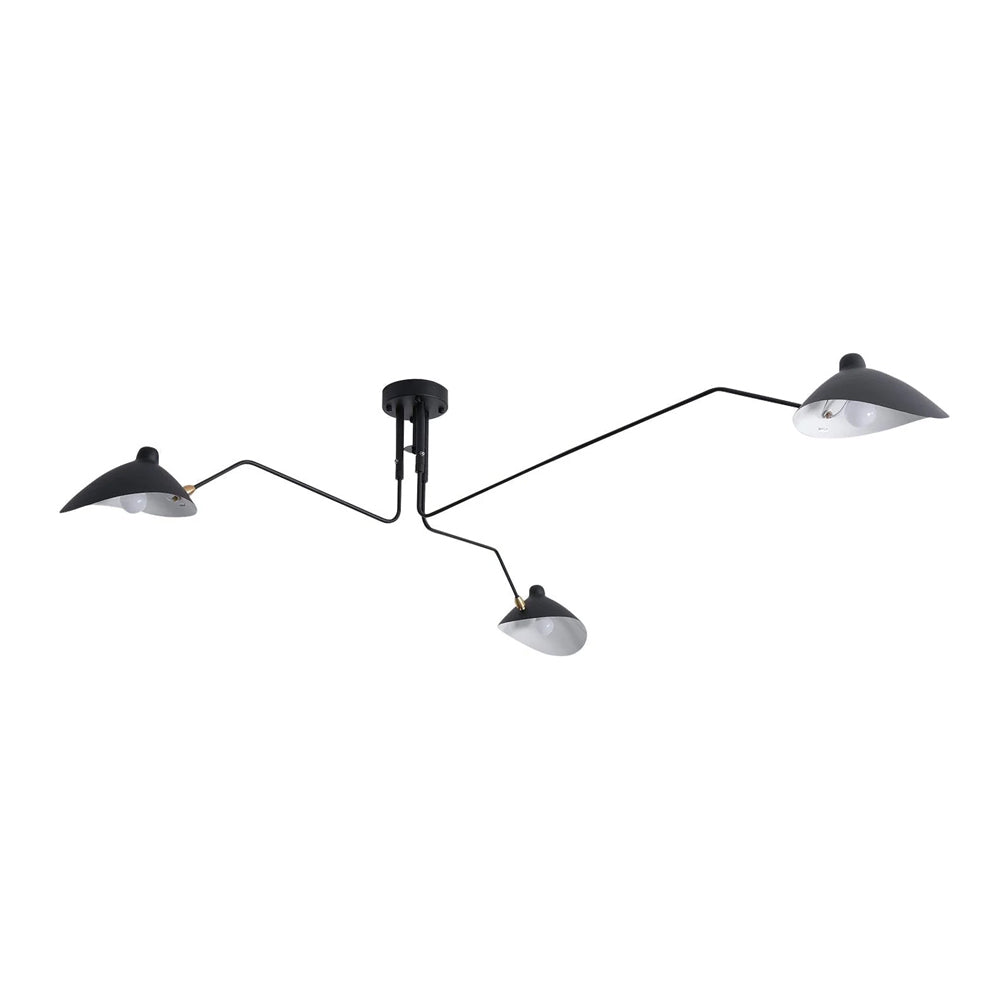 LED Ceiling Light Fixture - Serge Mouille Style - Black Metal Design for Modern Home Decor & Living Room Lighting