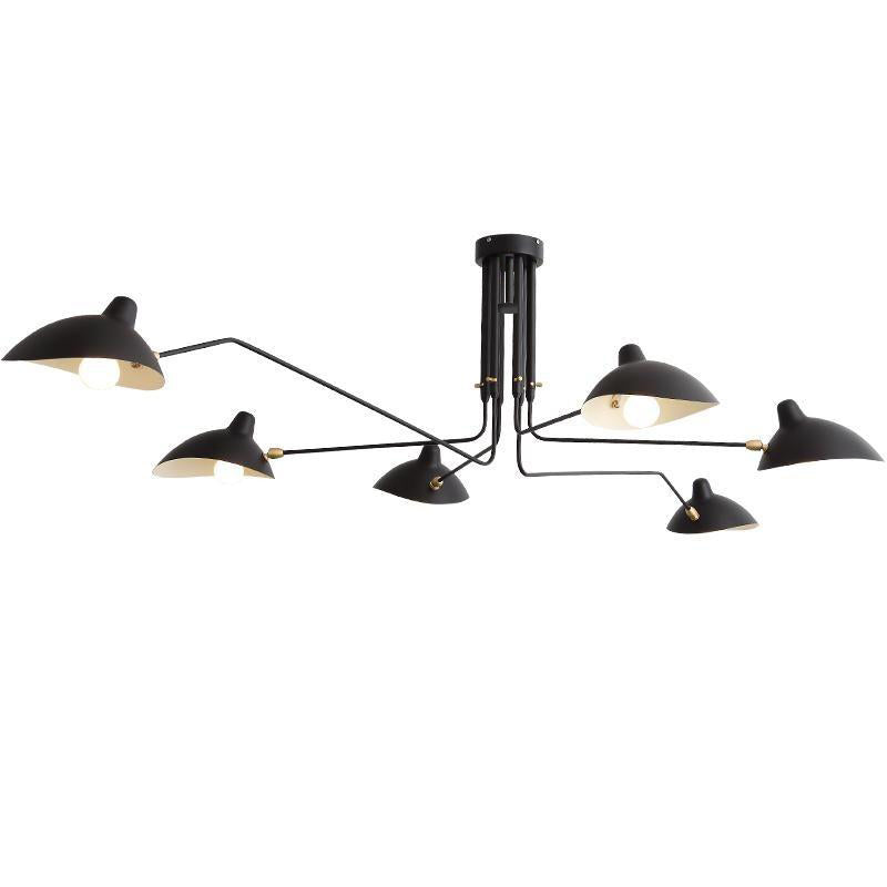 LED Ceiling Light Fixture - Serge Mouille Style - Black Metal Design for Modern Home Decor & Living Room Lighting