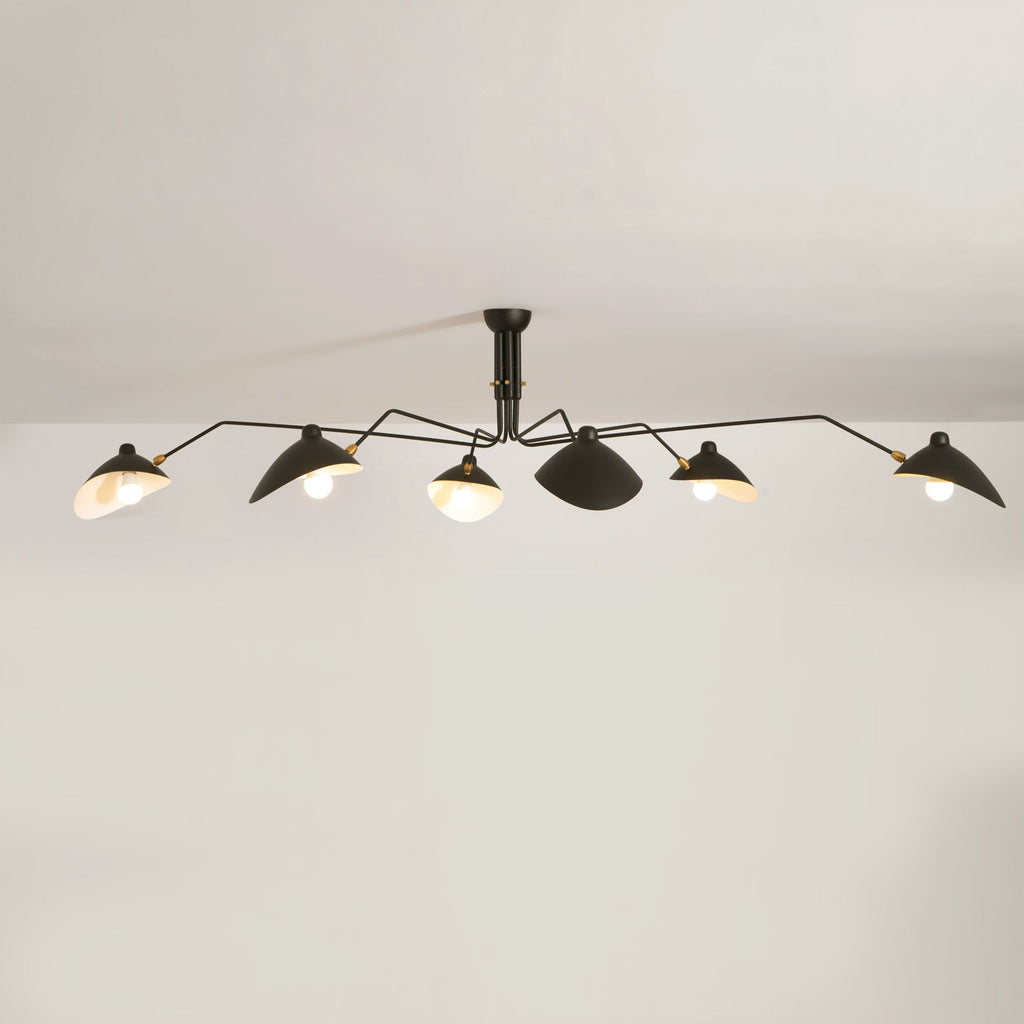LED Ceiling Light Fixture - Serge Mouille Style - Adjustable Arm Design for Living Room & Modern Interiors