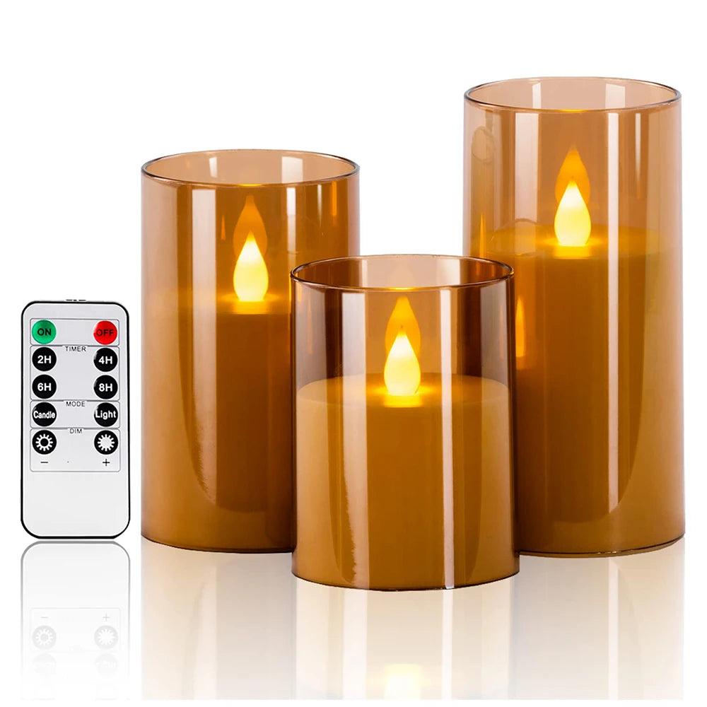 LED Electronic Candle Set with Remote Control Timers - Acrylic LED Candles for Christmas & Wedding Decorations