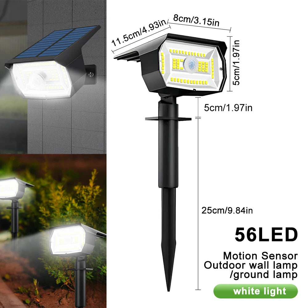 LED Solar Landscape Spotlights - Waterproof Motion Sensor Outdoor Lighting for Garden, Yard, Pathway & Porch - 3 Modes