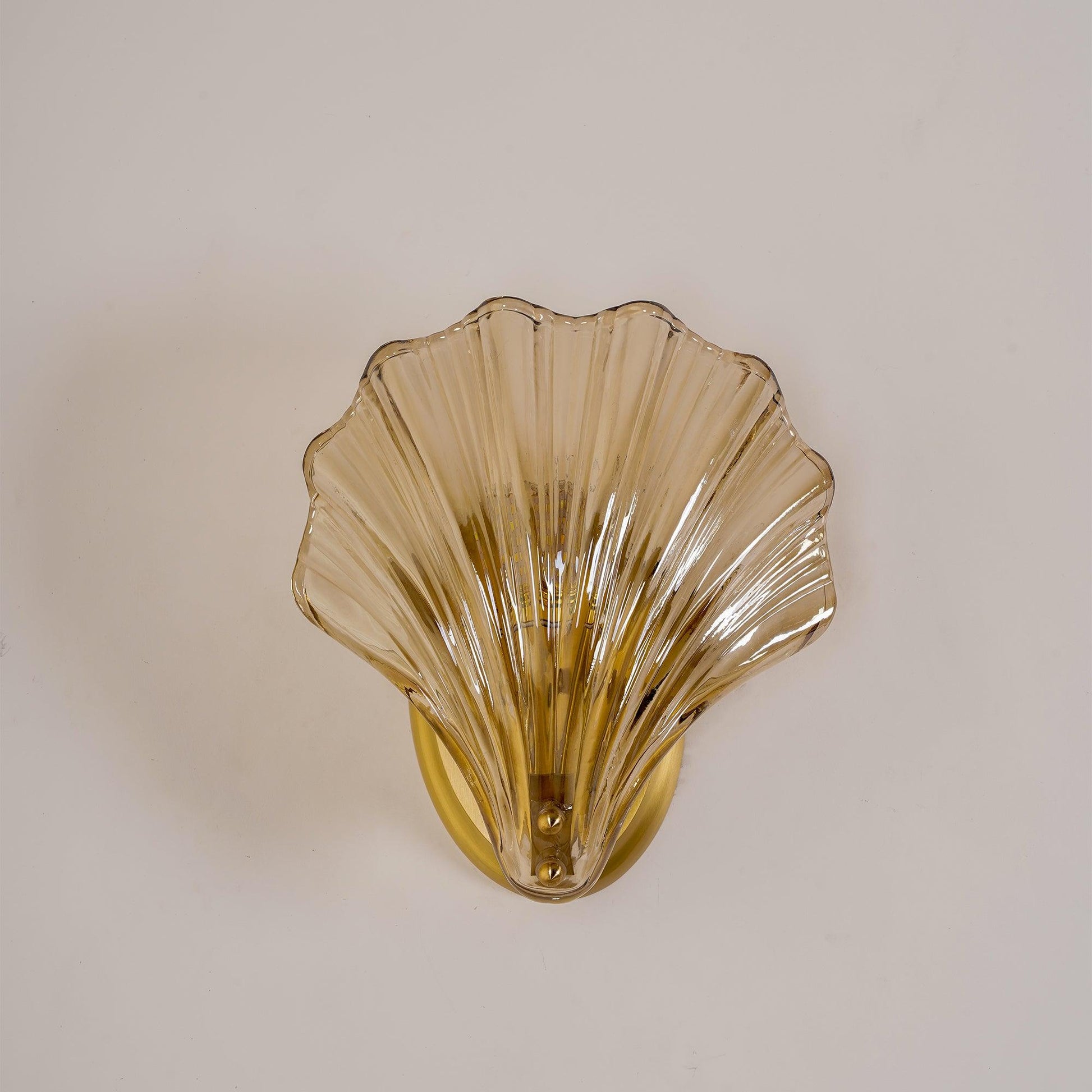 Shell Wall Light | Brass Finish, Amber & Clear Shade | Ideal for Indoor Spaces