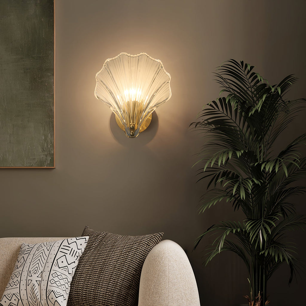 Shell Wall Light Fixture - Coastal Nautical Design for Living Room, Bedroom & Hallway Lighting