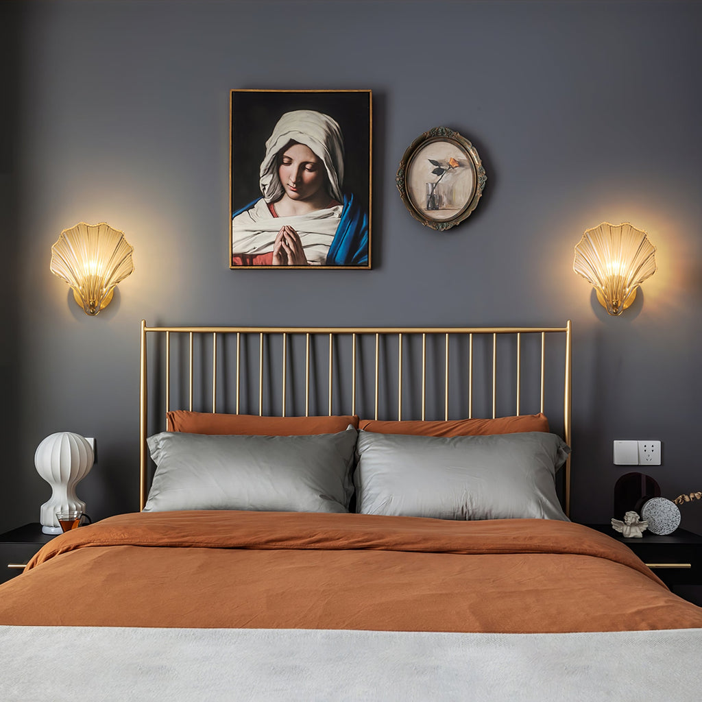 Shell Wall Light Fixture - Coastal Nautical Design for Living Room, Bedroom & Hallway Lighting