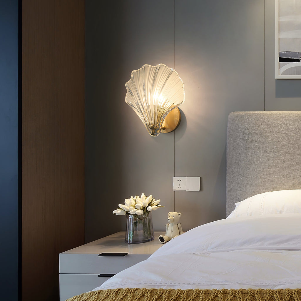 Shell Wall Light Fixture - Coastal Nautical Design for Living Room, Bedroom & Hallway Lighting