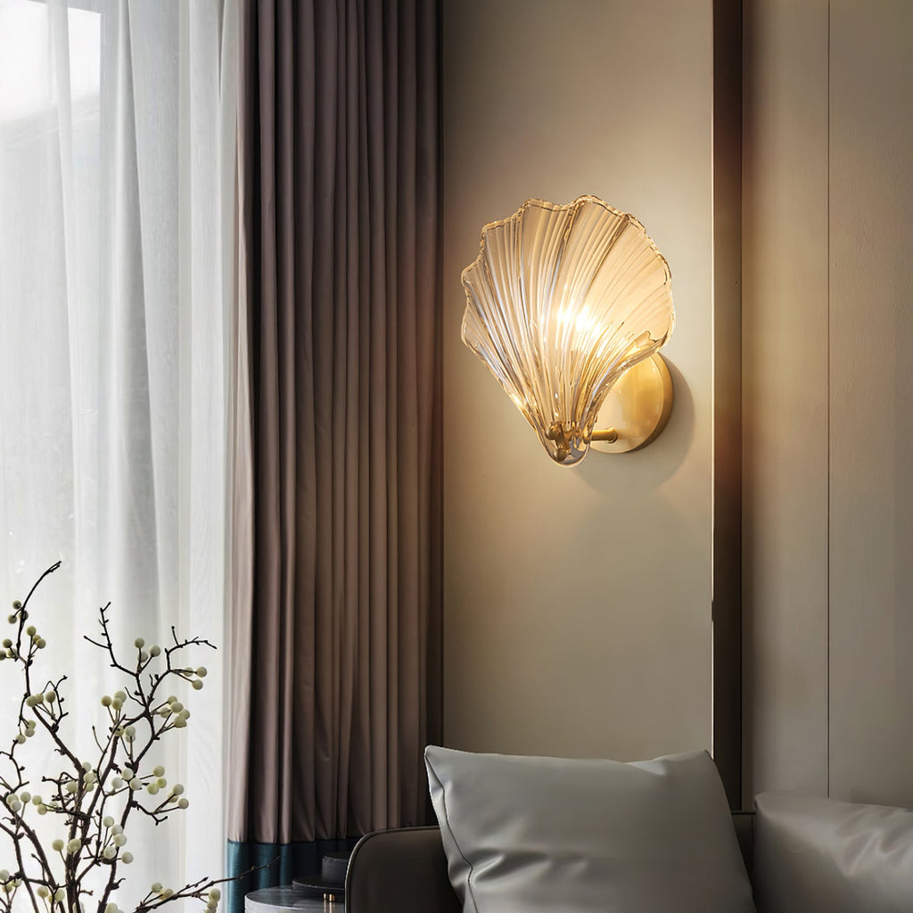 Shell Wall Light Fixture - Coastal Nautical Design for Living Room, Bedroom & Hallway Lighting