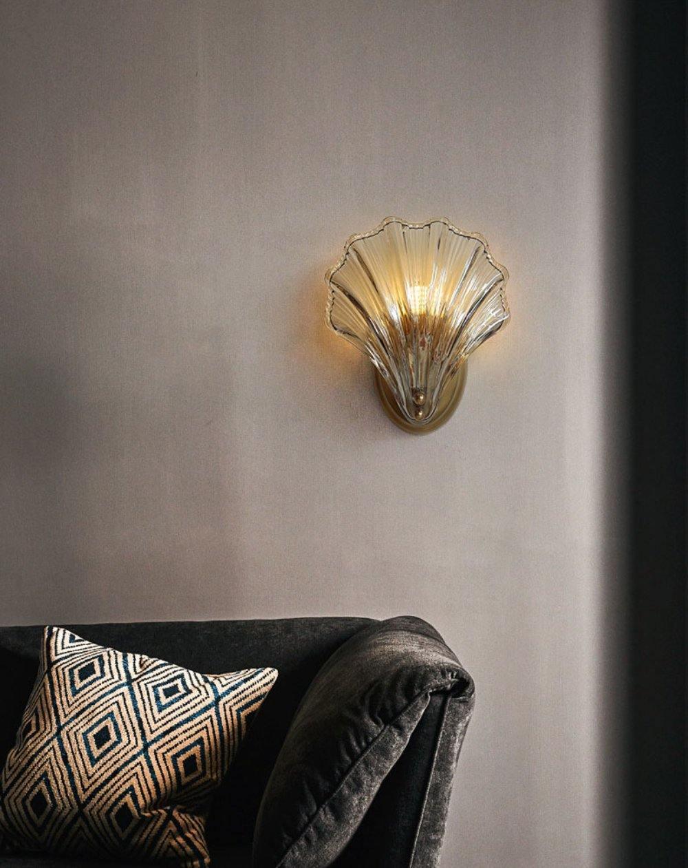 Shell Wall Light Fixture - Coastal Nautical Design for Living Room, Bedroom & Hallway Lighting