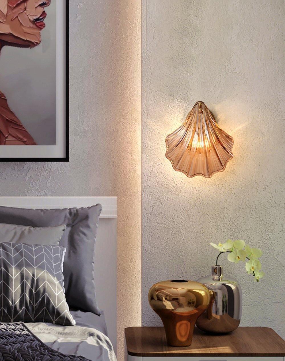 Shell Wall Light Fixture - Coastal Nautical Design for Living Room, Bedroom & Hallway Lighting