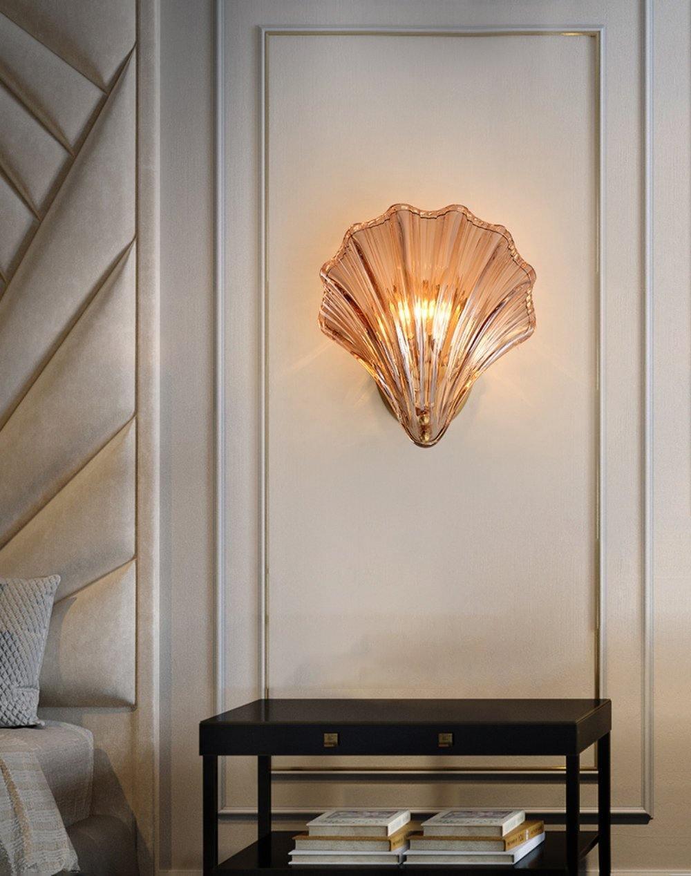 Shell Wall Light Fixture - Coastal Nautical Design for Living Room, Bedroom & Hallway Lighting