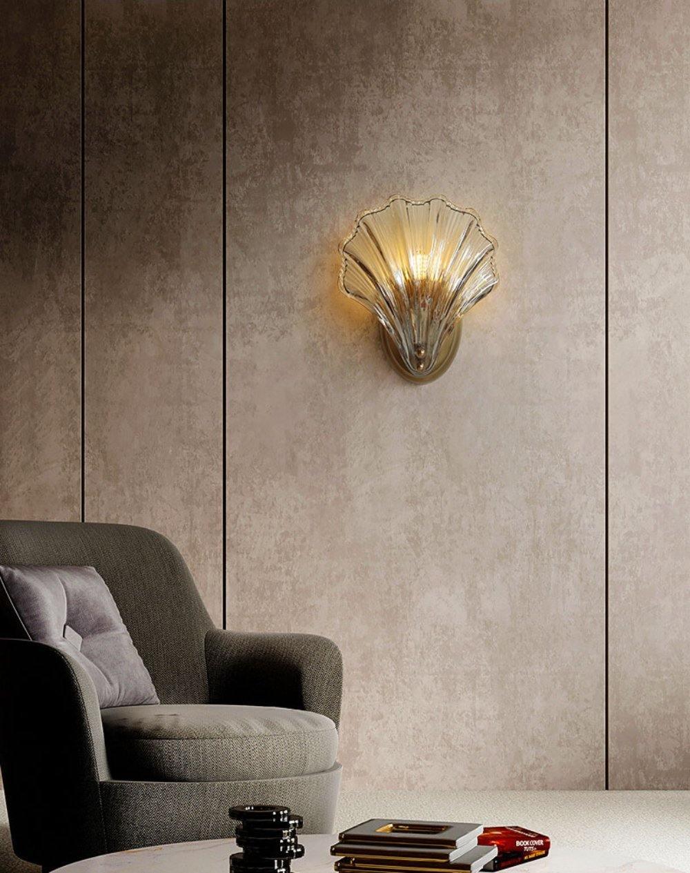 Shell Wall Light Fixture - Coastal Nautical Design for Living Room, Bedroom & Hallway Lighting
