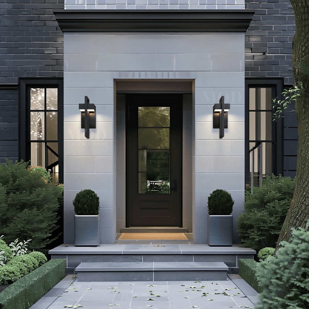 Modern Outdoor Wall Sconce – Minimalist Black Metal LED Light for Porch, Patio & Entryway