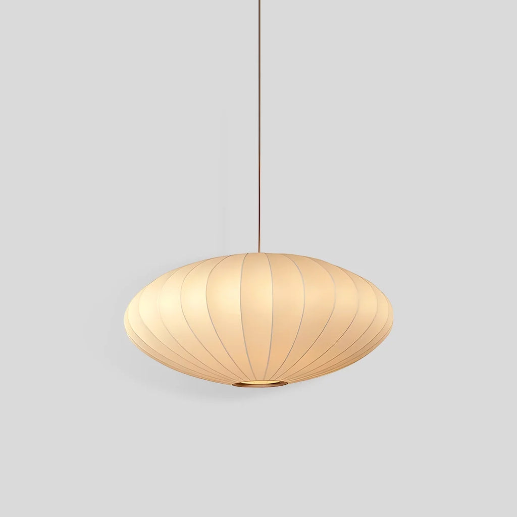 Vintage LED Silk Lantern Pendant Light | Adjustable Height, Sloped Ceiling Friendly & Ideal for Living Rooms and Dining Areas