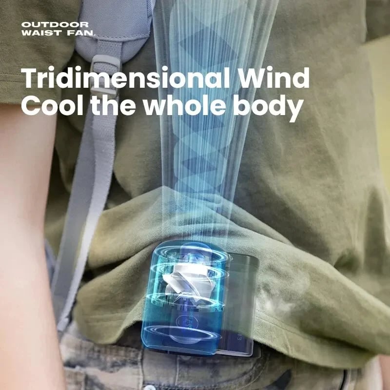 Portable Waist Fan | Rechargeable, 4 Speeds & Strong 6600RPM Airflow for Hands-Free Cooling