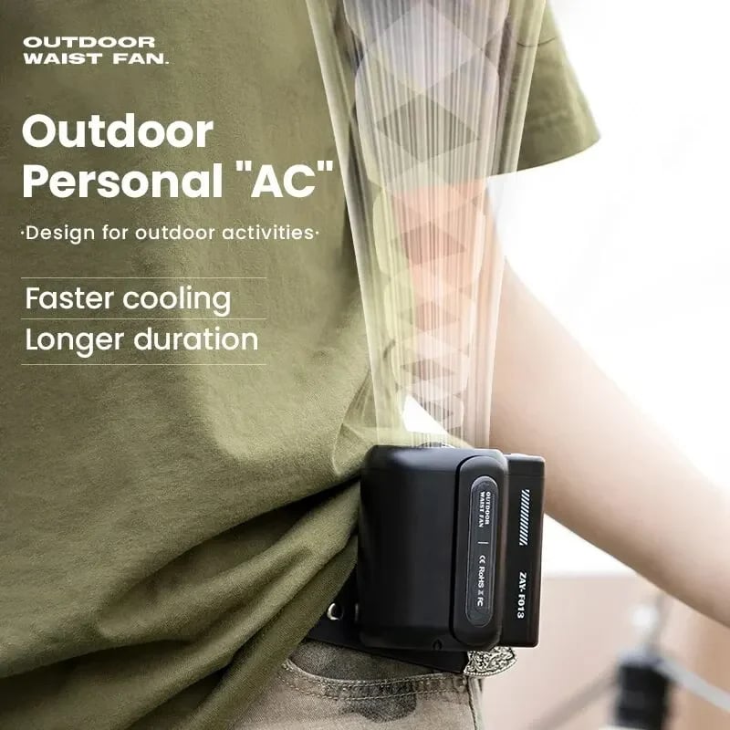Portable Waist Fan | Rechargeable, 4 Speeds & Strong 6600RPM Airflow for Hands-Free Cooling