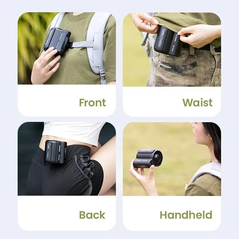 Portable Waist Fan | Rechargeable, 4 Speeds & Strong 6600RPM Airflow for Hands-Free Cooling