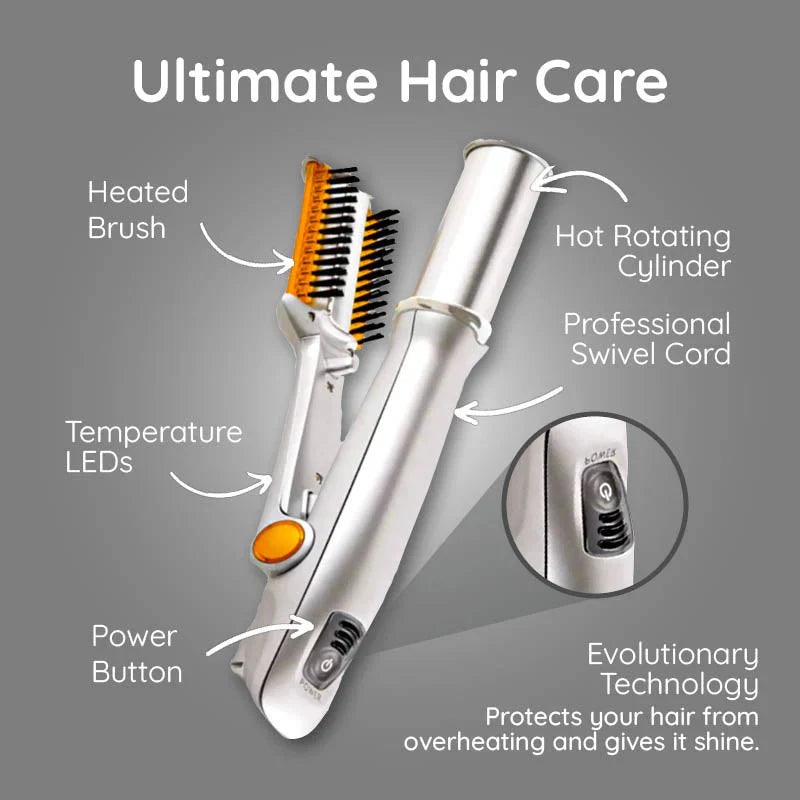 Professional 2-in-1 Rotating Iron Hair Brush - Woman Styling Tool