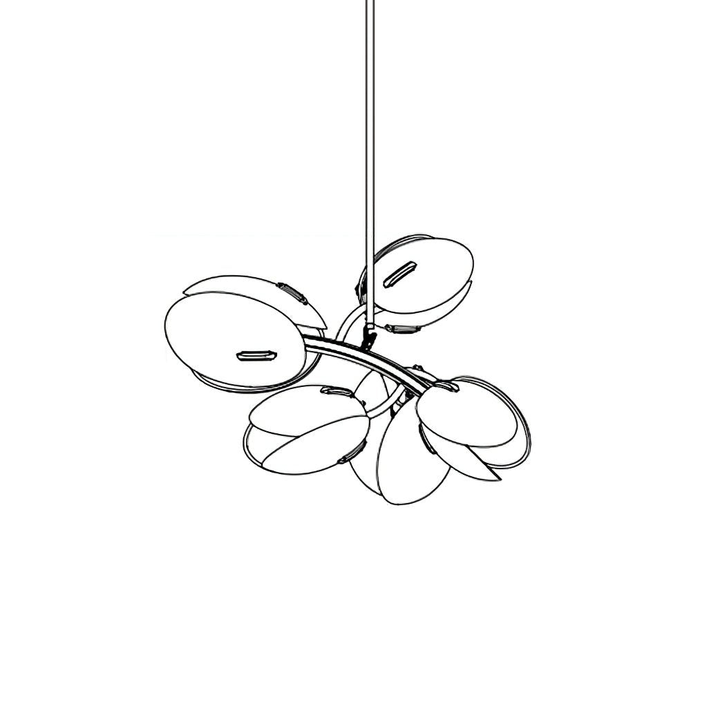 Tulip Bud Chandelier | Hand-Blown Glass, Gold Finish & Ideal for Indoor Spaces