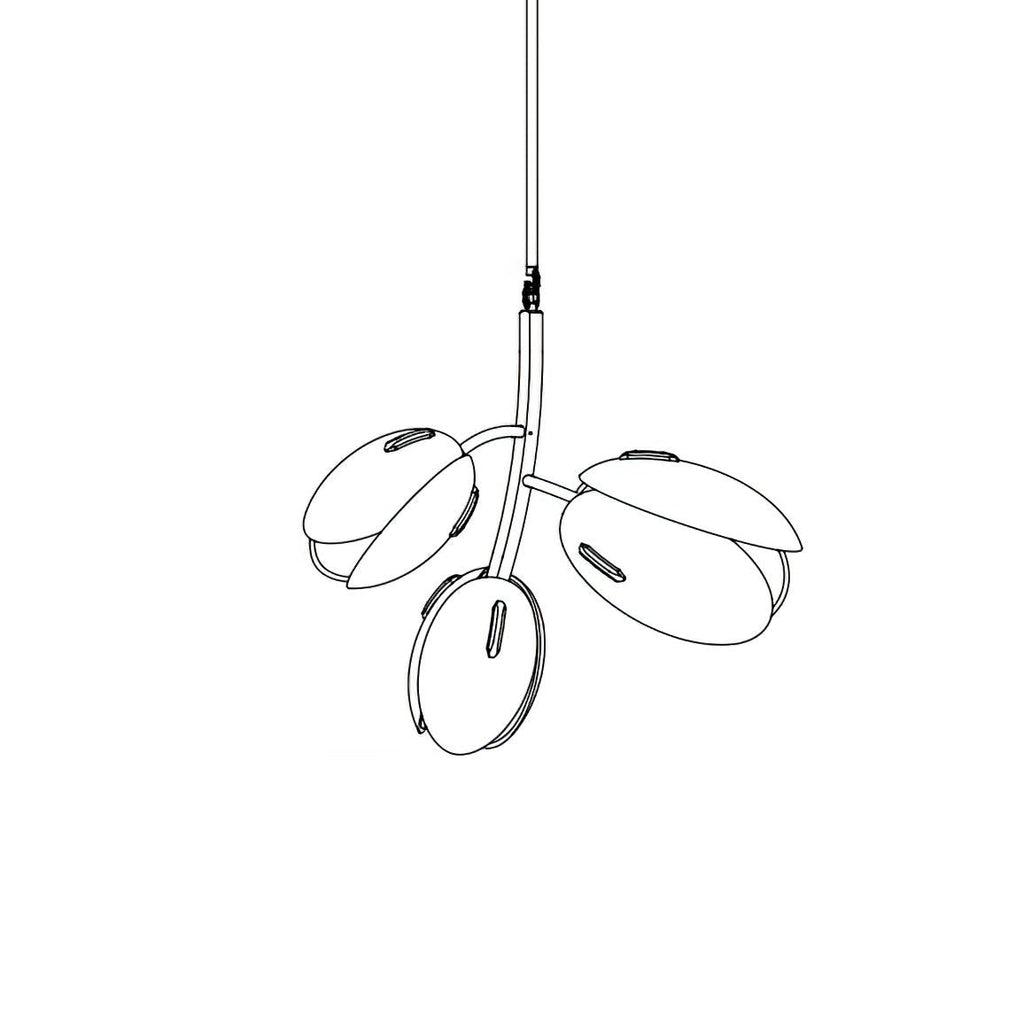 Tulip Bud Chandelier | Hand-Blown Glass, Gold Finish & Ideal for Indoor Spaces