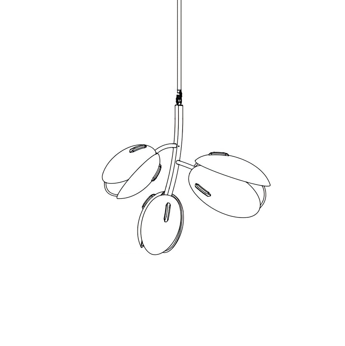 Tulip Bud Chandelier | Hand-Blown Glass, Gold Finish & Ideal for Indoor Spaces