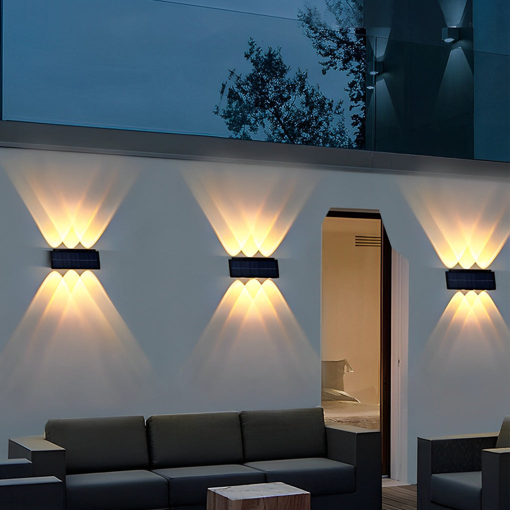 LED Waterproof Up and Down Wall Light - Modern Rectangular Solar Lamp for Outdoor Garden & Patio Lighting