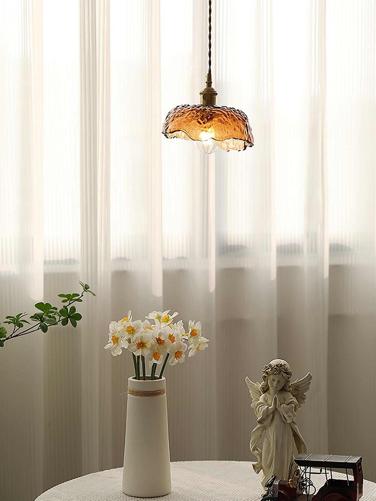 Vintage Brass & Glass Pendant Light | Cozy, Rustic Design for Indoor Spaces & Ambient Lighting