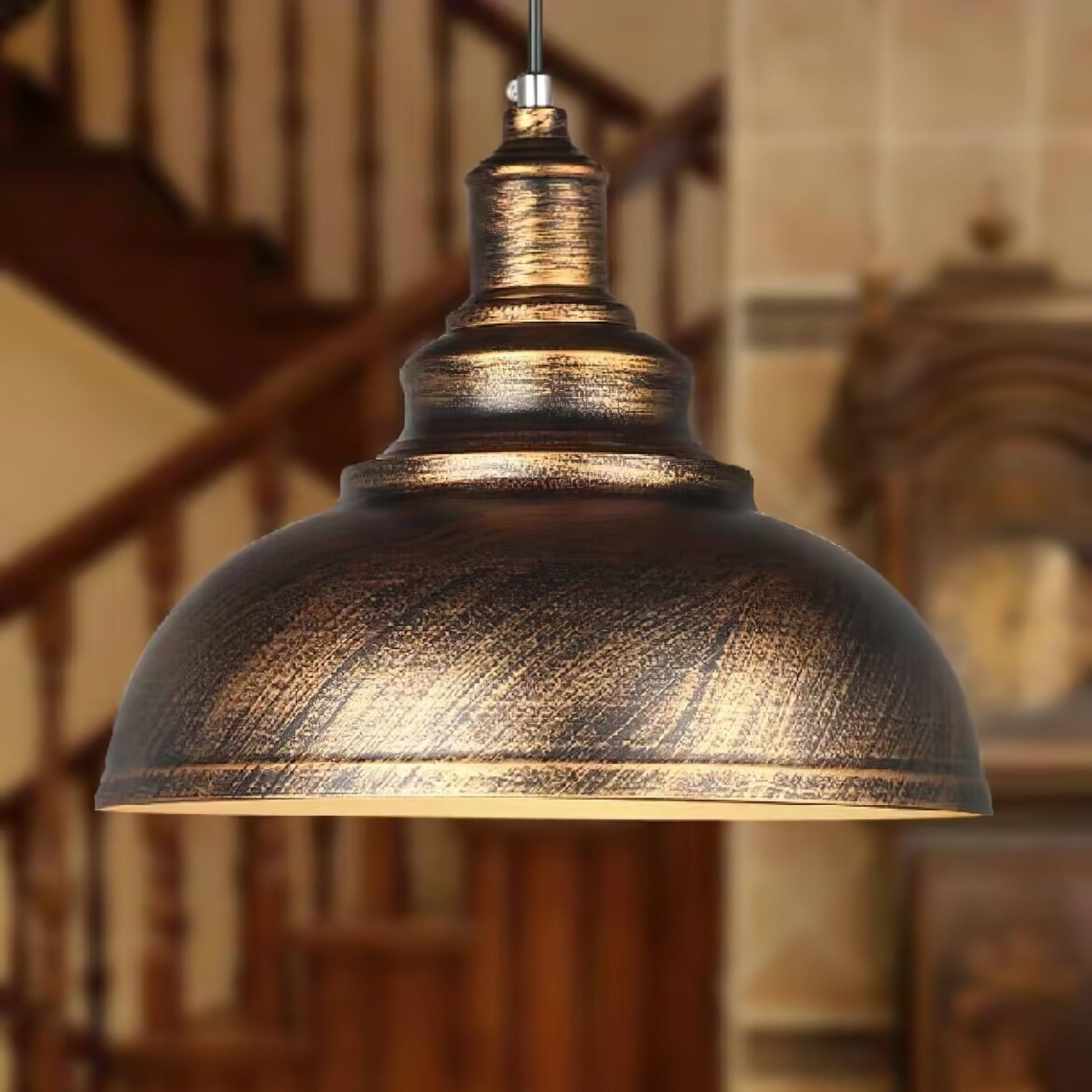 Vintage Industrial Pendant Light Fixture with Adjustable Chain for Kitchen, Dining Room & Bar Lighting